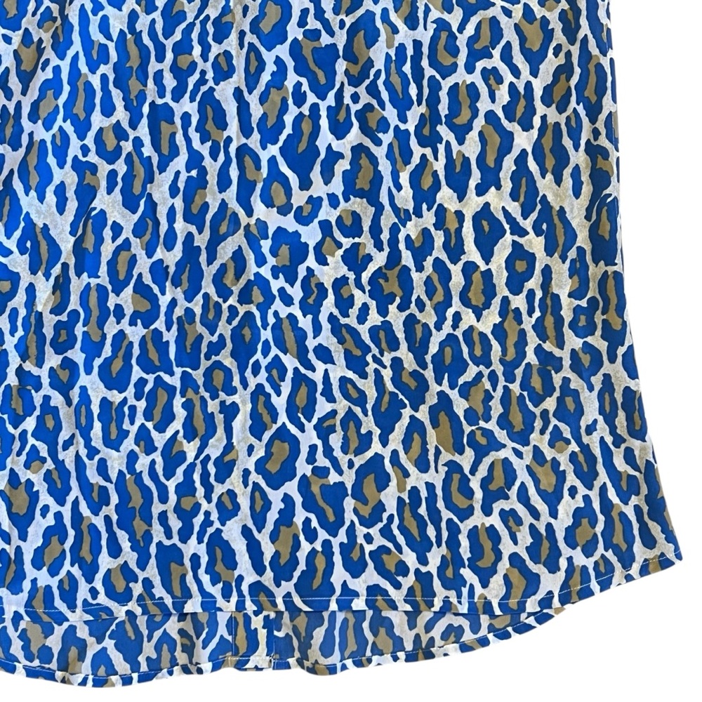 Equipment Women’s Sz XS Blue Leopard Print Silk Shift Dress Button Front Mini - Picture 9 of 10